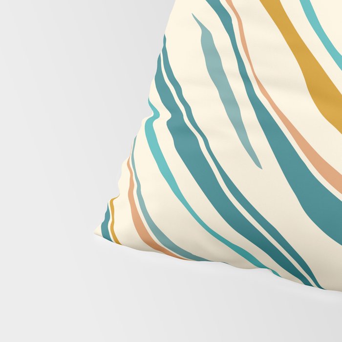  Teal and Gold Ocean Stripes Pillow Sham Gallery Image 4