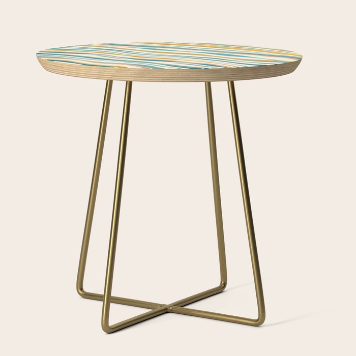  Teal and Gold Ocean Stripes Side Table Gallery Image 1