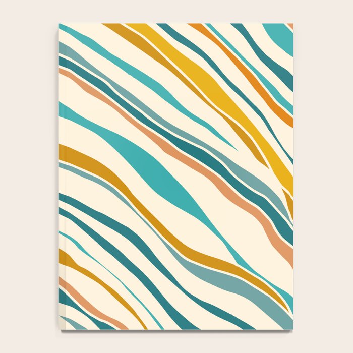  Teal and Gold Ocean Stripes Notebook Gallery Image 4