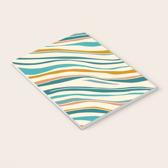  Teal and Gold Ocean Stripes Notebook Gallery Image 3