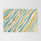  Teal and Gold Ocean Stripes Rug Gallery Image 2