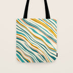  Teal and Gold Ocean Stripes Tote Bag Gallery Image 1