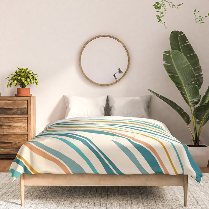  Teal and Gold Ocean Stripes Comforter Gallery Image 3