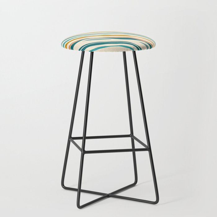  Teal and Gold Ocean Stripes Stool Gallery Image 1