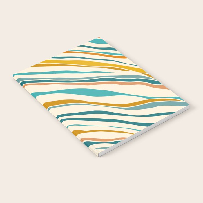  Teal and Gold Ocean Stripes Notebook Gallery Image 2
