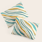  Teal and Gold Ocean Stripes Pillow Sham Gallery Image 3