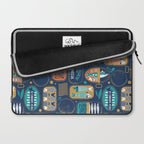 Vintage canned sardines // navy blue background peacock teal and gold drop orange cans  Laptop Sleeve Gallery Image 2