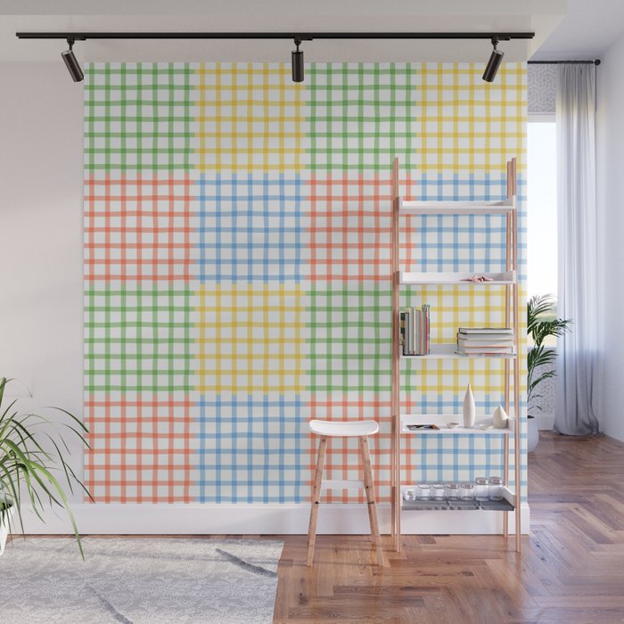Colorful geometric gingham patchwork pattern Wall Mural Gallery Image 1