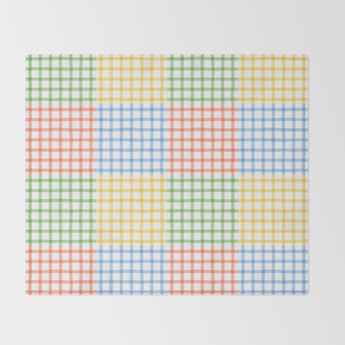 Colorful geometric gingham patchwork pattern Throw Blanket Gallery Image 2