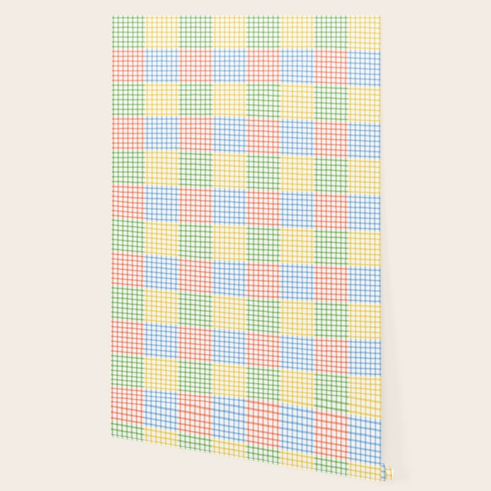 Colorful geometric gingham patchwork pattern Wallpaper Gallery Image 2