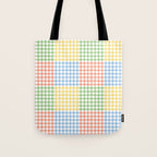 Colorful geometric gingham patchwork pattern Tote Bag Gallery Image 1