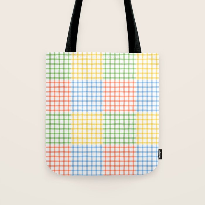 Colorful geometric gingham patchwork pattern Tote Bag Gallery Image 1