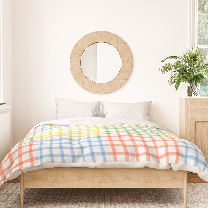 Colorful geometric gingham patchwork pattern Duvet Cover Gallery Image 3