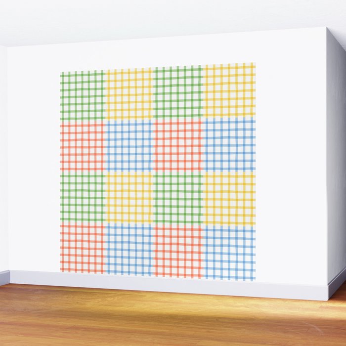 Colorful geometric gingham patchwork pattern Wall Mural Gallery Image 2