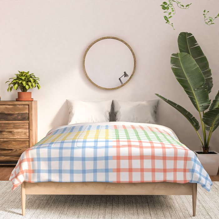 Colorful geometric gingham patchwork pattern Comforter Gallery Image 3