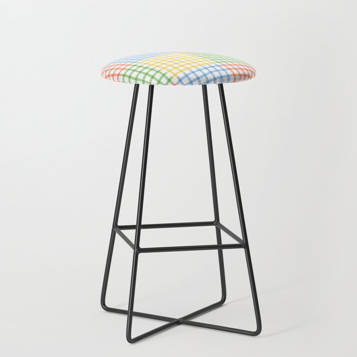 Colorful geometric gingham patchwork pattern Stool Gallery Image 1