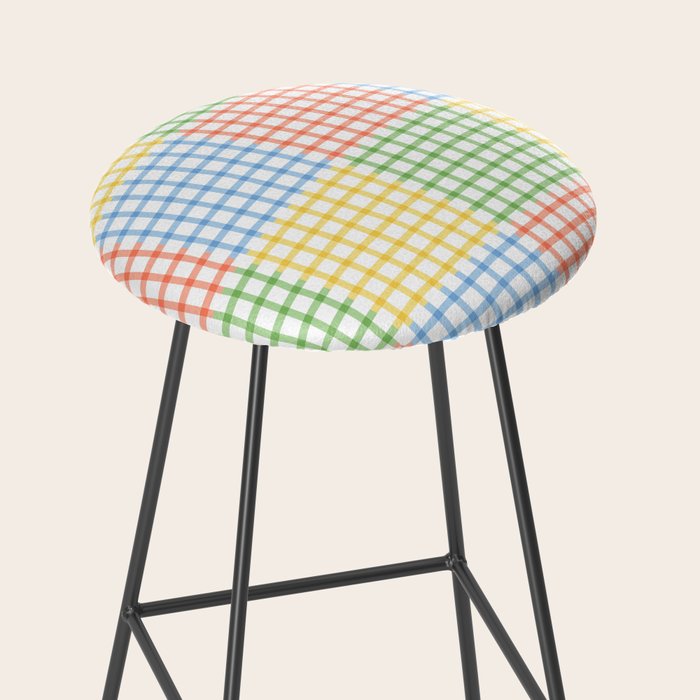 Colorful geometric gingham patchwork pattern Stool Gallery Image 2