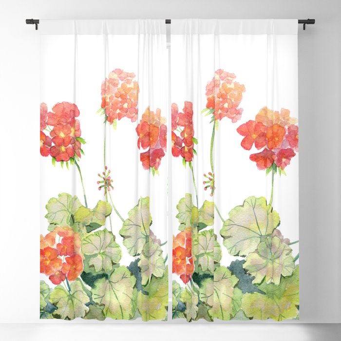 Geranium Watercolor  Window Curtain Gallery Image 5