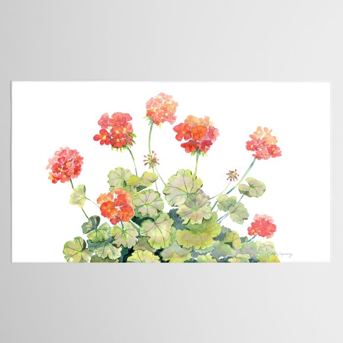 Geranium Watercolor  Tablecloth Gallery Image 2