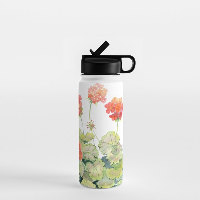 Geranium Watercolor  Water Bottle Gallery Image 1