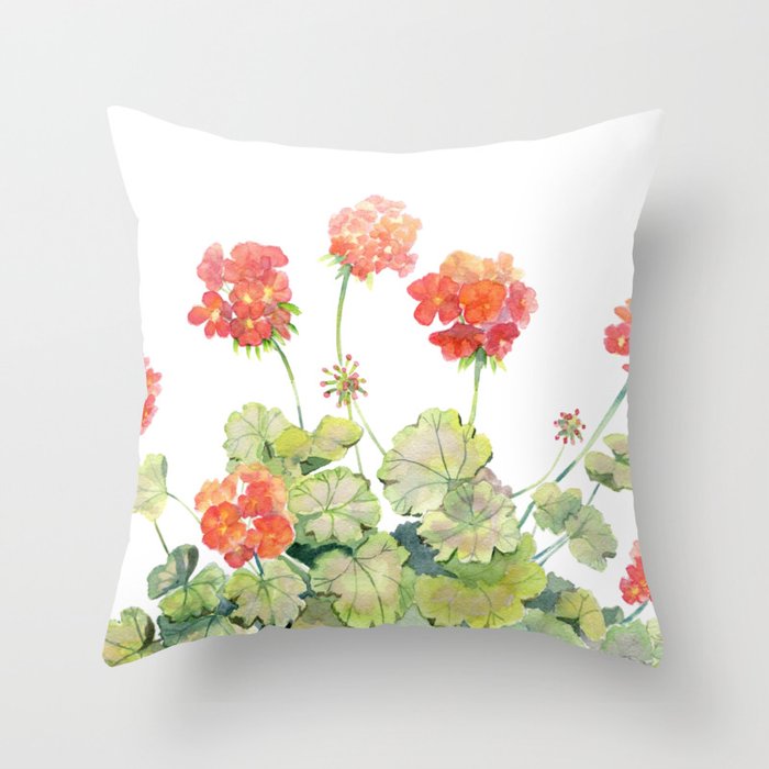 Geranium Watercolor  Throw Pillow Gallery Image 6