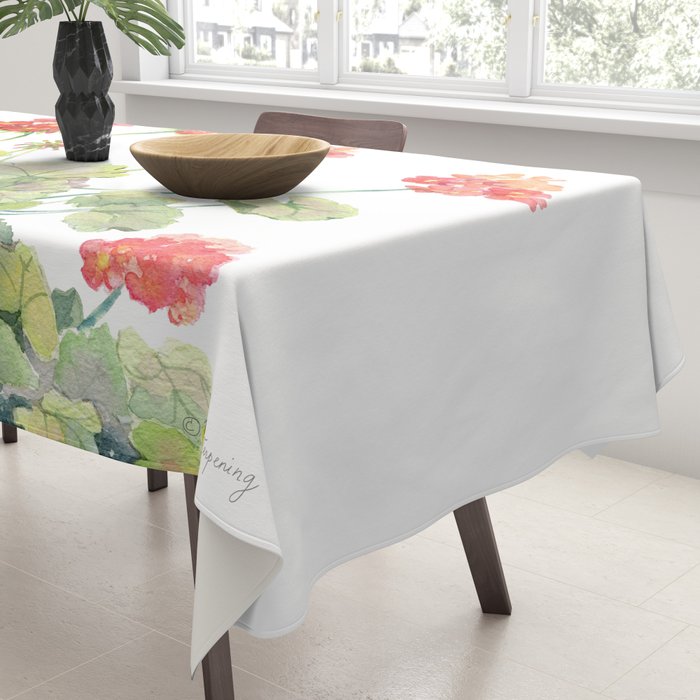 Geranium Watercolor  Tablecloth Gallery Image 3