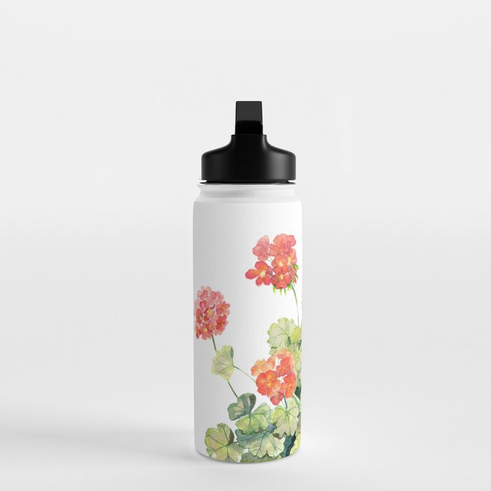 Geranium Watercolor  Water Bottle Gallery Image 3