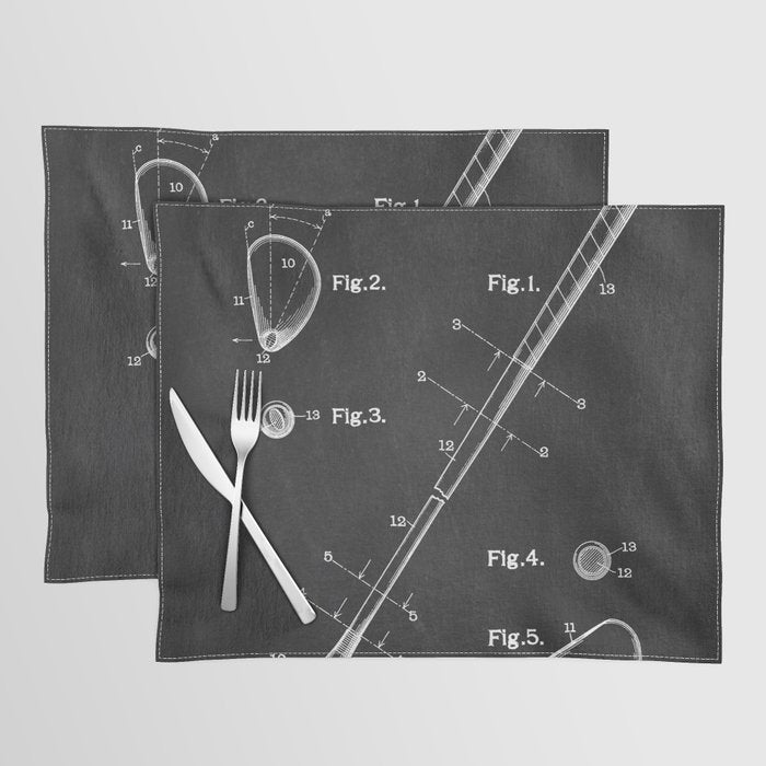 Golf Club Chalkboard Patent Placemat