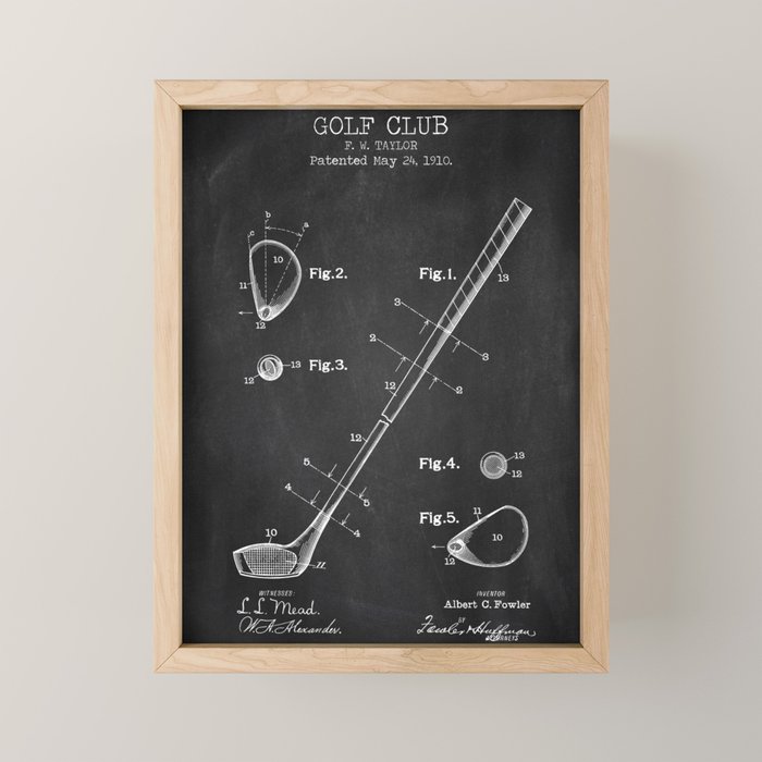 Golf Club chalkboard patent Mini Art Print Gallery Image 1
