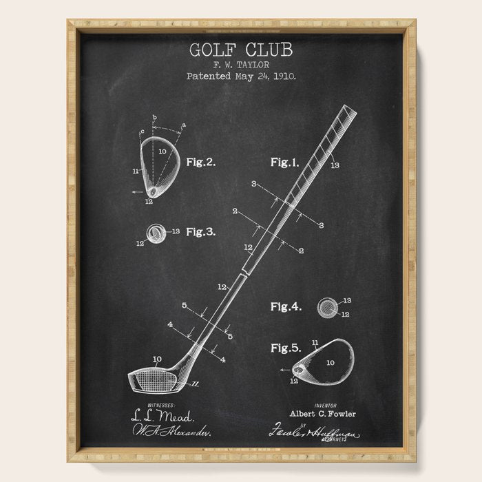 Golf Club chalkboard patent Serving Tray Gallery Image 1