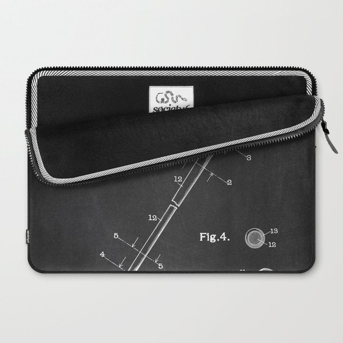 Golf Club chalkboard patent Laptop Sleeve Gallery Image 2