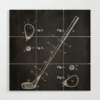 Golf Club chalkboard patent Wood Wall Art Gallery Image 1