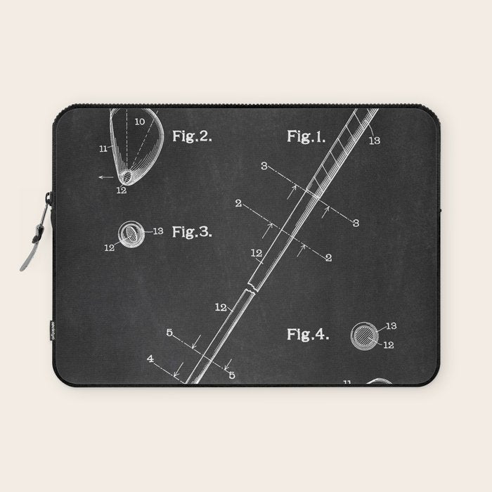 Golf Club chalkboard patent Laptop Sleeve Gallery Image 1