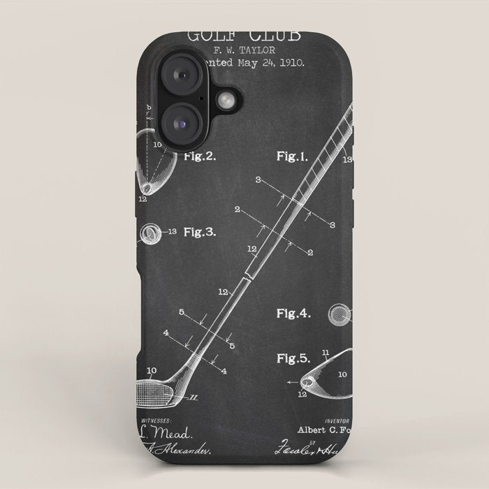Golf Club chalkboard patent iPhone Case Gallery Image 1