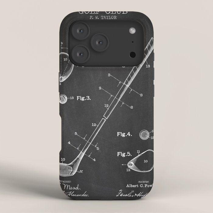 Golf Club chalkboard patent iPhone Case Gallery Image 3