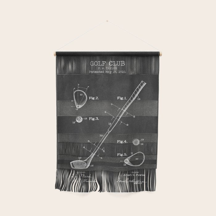 Golf Club chalkboard patent Wall Hanging Gallery Image 1