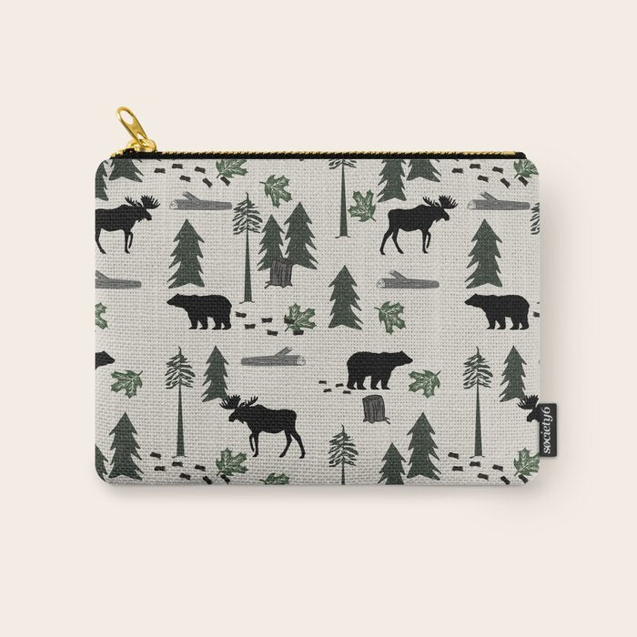 Camping woodland forest nature moose bear pattern nursery gifts Carry All Pouch Gallery Image 1