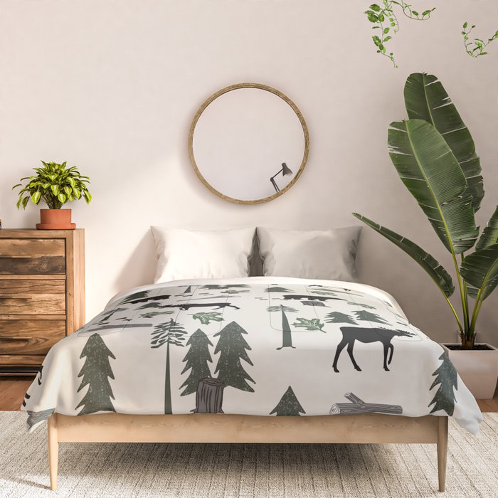Camping woodland forest nature moose bear pattern nursery gifts Comforter Gallery Image 3