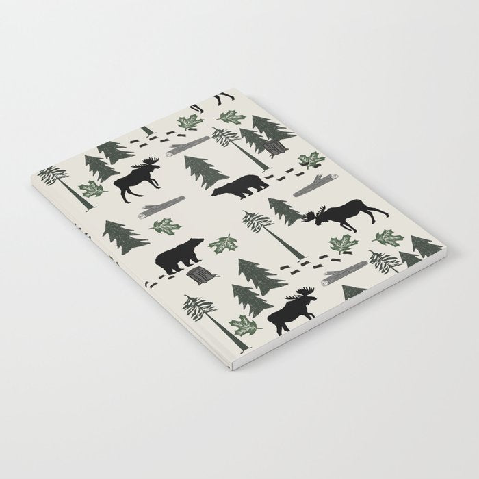 Camping woodland forest nature moose bear pattern nursery gifts Notebook Gallery Image 1