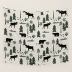 Camping woodland forest nature moose bear pattern nursery gifts Wall Tapestry Gallery Image 4