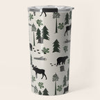 Camping woodland forest nature moose bear pattern nursery gifts Travel Mug Gallery Image 1