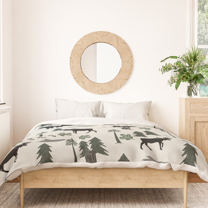 Camping woodland forest nature moose bear pattern nursery gifts Duvet Cover Gallery Image 3