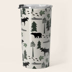 Camping woodland forest nature moose bear pattern nursery gifts Travel Mug Gallery Image 3