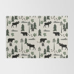 Camping woodland forest nature moose bear pattern nursery gifts Rug Gallery Image 2
