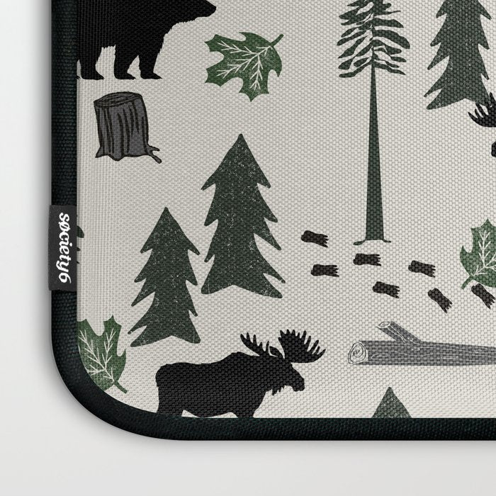 Camping woodland forest nature moose bear pattern nursery gifts Laptop Sleeve Gallery Image 3