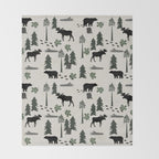 Camping woodland forest nature moose bear pattern nursery gifts Throw Blanket Gallery Image 2