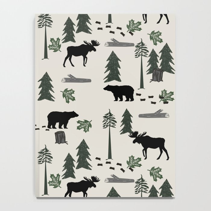 Camping woodland forest nature moose bear pattern nursery gifts Notebook Gallery Image 4