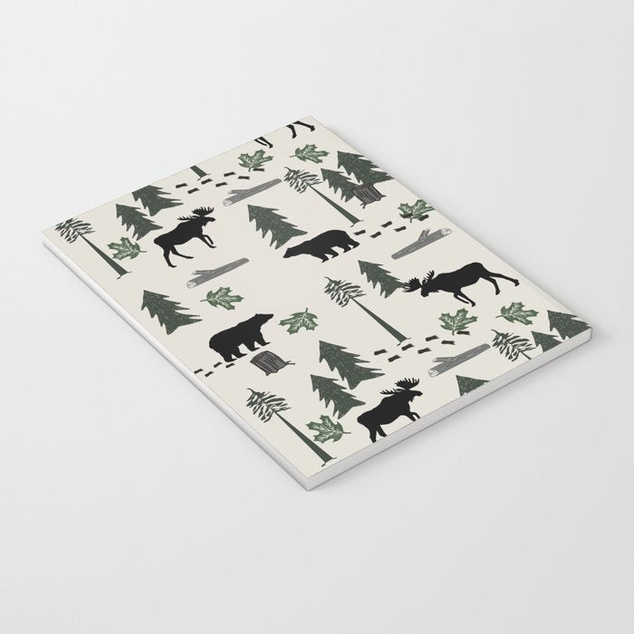 Camping woodland forest nature moose bear pattern nursery gifts Notebook Gallery Image 3