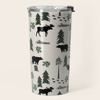 Camping woodland forest nature moose bear pattern nursery gifts Travel Mug Gallery Image 2