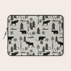 Camping woodland forest nature moose bear pattern nursery gifts Laptop Sleeve Gallery Image 1